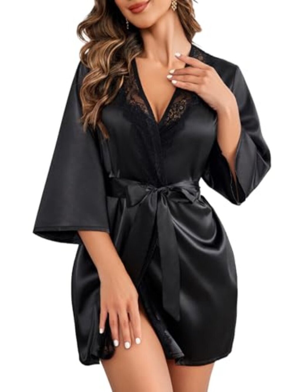 Women's Kimono Robe Short Satin Pure Short Silky Robes